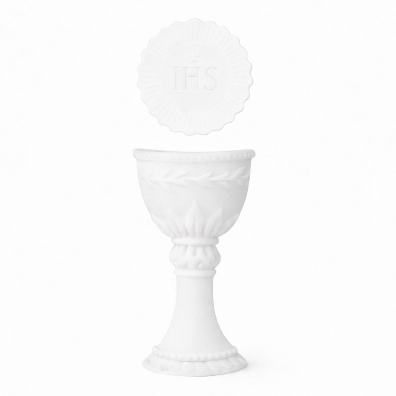  Cukrowa dekoracja na tort komunijny BIAŁY KIELICH + HOSTIA