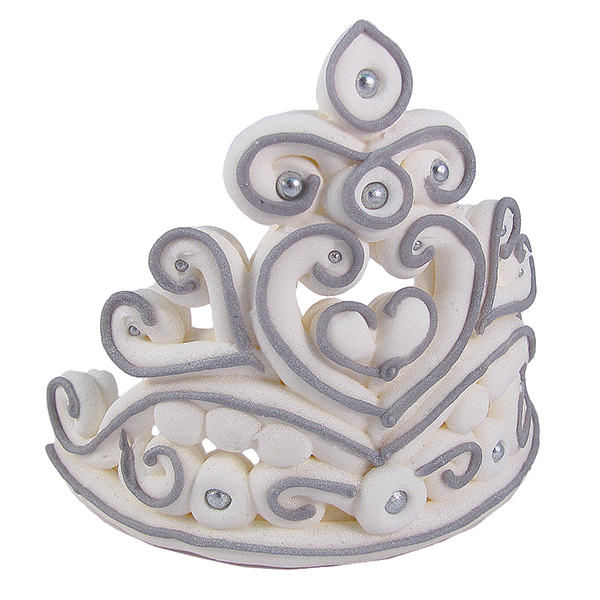 Cukrowa dekoracja figurka na tort KORONA srebrna 1szt
