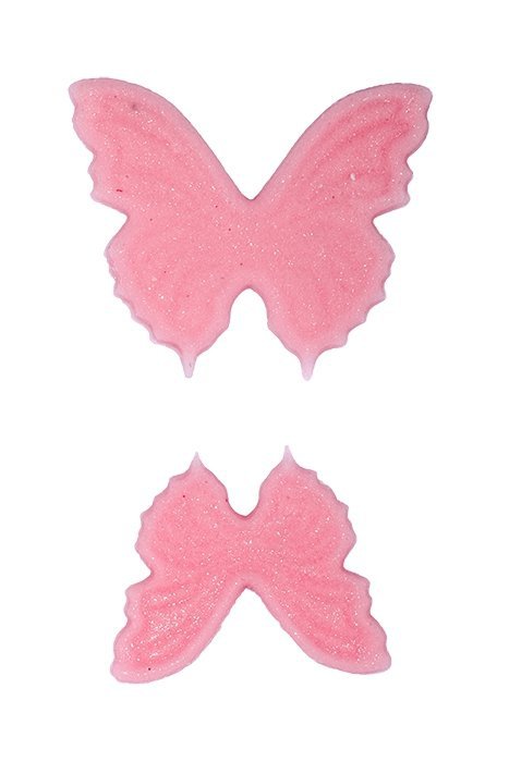 Motylki cukrowe na tort płaskie różowe 14szt