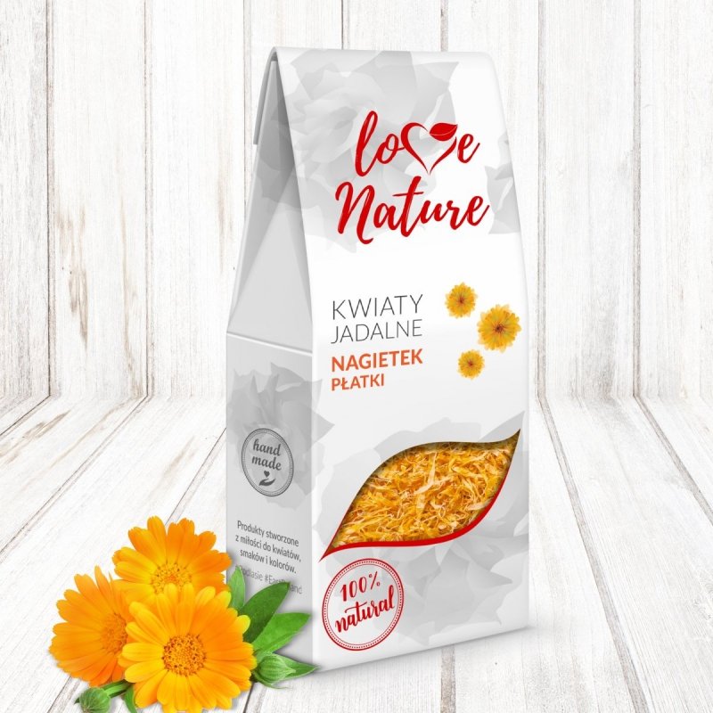 KWIATY jadalne suszone NAGIETEK PŁATKI 20g