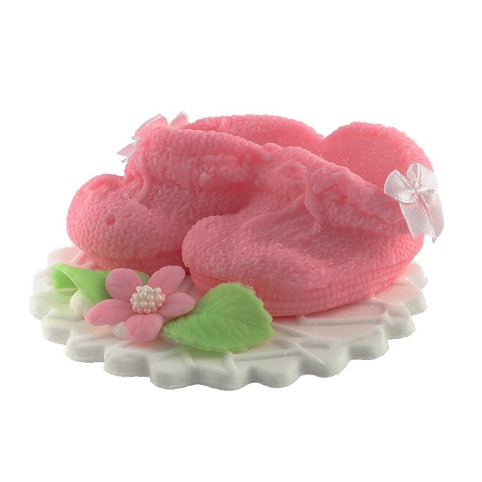  Cukrowe BUCIKI Z PODSTAWKĄ na tort CHRZEST baby shower różowe