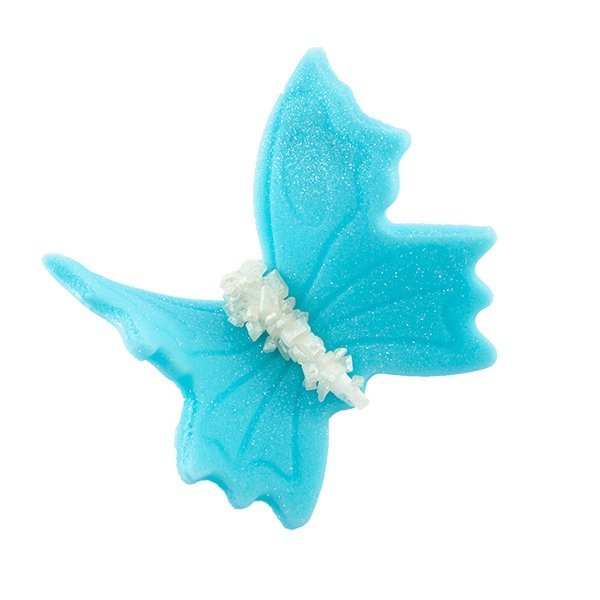 Motylki cukrowe na tort duże niebieskie 3D 5szt
