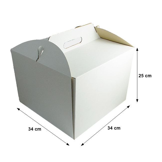 Pudełka kartonowe z rączką na wysoki tort 34x34X25 cm - 10szt