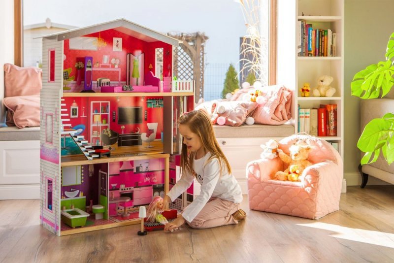 Duży drewniany domek z windą dla lalek - Rezydencja Malibu ECOTOYS