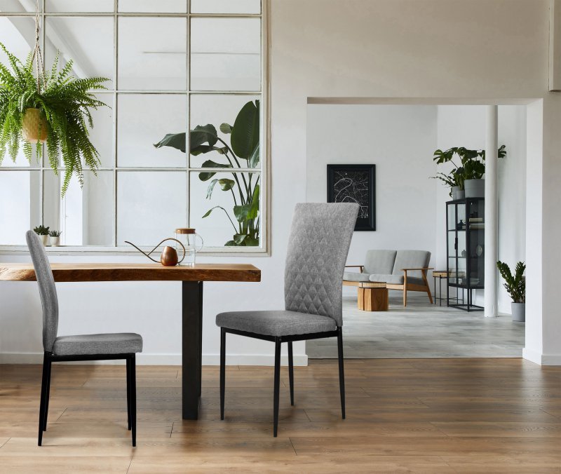Komplet krzeseł pikowanych krzesło do jadalni i salonu 4 sztuki szare ModernHome