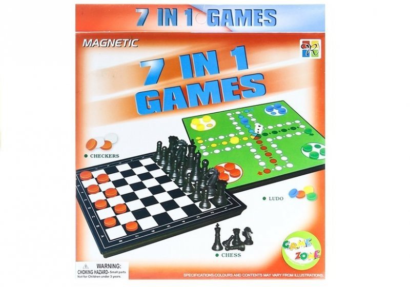 Gry 7w1 Zestaw Gier Planszowych Ludo  Warcaby