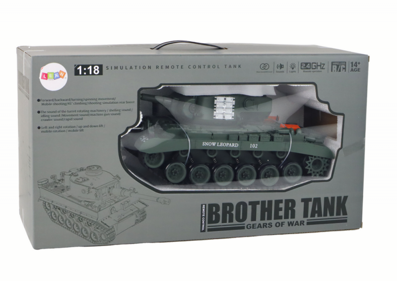 Czołg Leopard RC Zdalnie Sterowany Armata  1:18 Szary