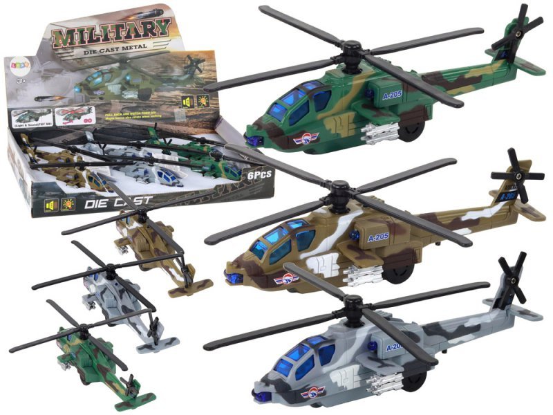 Helikopter Wojskowy Śmigłowiec Militarny Aluminiowy Mix  Dźwięk Światła