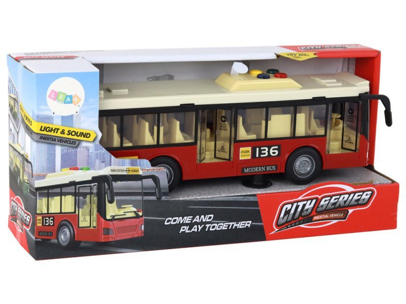 Autobus Na Baterie Światła Dźwięki Czerwony Miejski  1:16