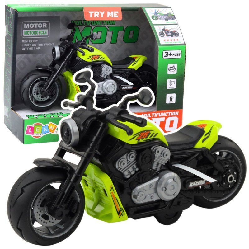 Motocykl Zabawkowy Na Baterie Napęd Światła Dźwięki Zielony