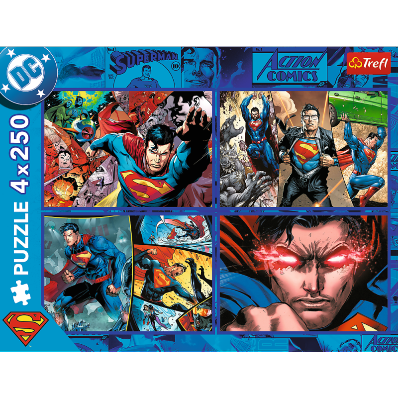 Puzzle - 4x250 - Odwaga Supermana - Warner Superman Trefl 13340