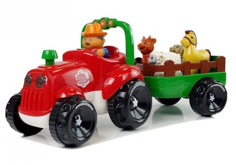 Traktor z Przyczepką, Zwierzętami Dla Niemowląt  na Baterie Światła Dźwięk