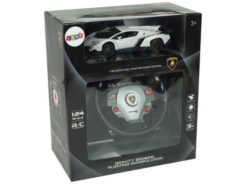 Auto Zdalnie Sterowane Lamborghini Veneno Biały Kierownica Dźwięk Światła