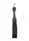 Wooden Handle Belt Whip Flogger Leather - Black