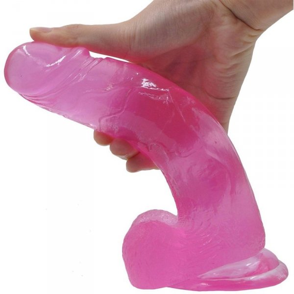 8&quot;&quot; Jelly Studs Crystal Dildo Large Pink