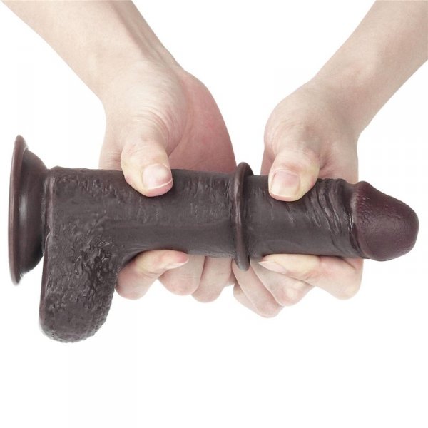 7&#039;&#039; Sliding Skin Dual Layer Dong - Black