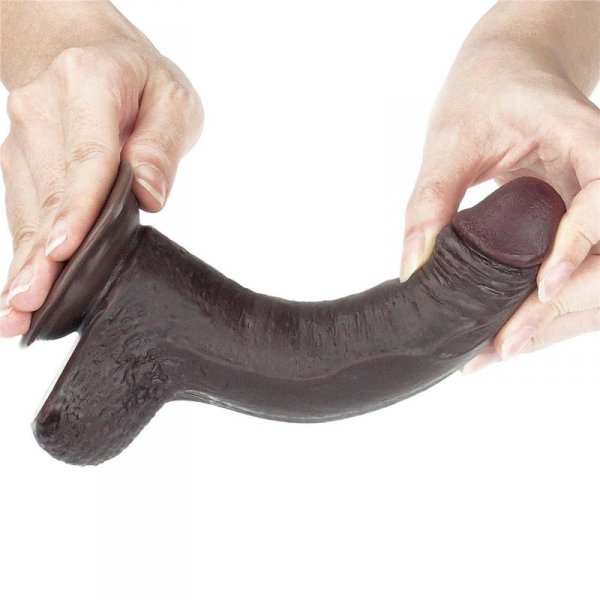 7&#039;&#039; Sliding Skin Dual Layer Dong - Black