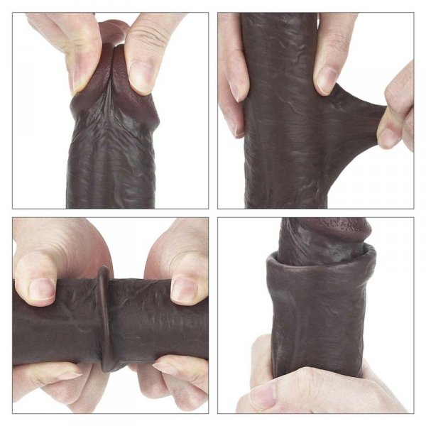 9&#039;&#039; Sliding Skin Dual Layer Dong - Black