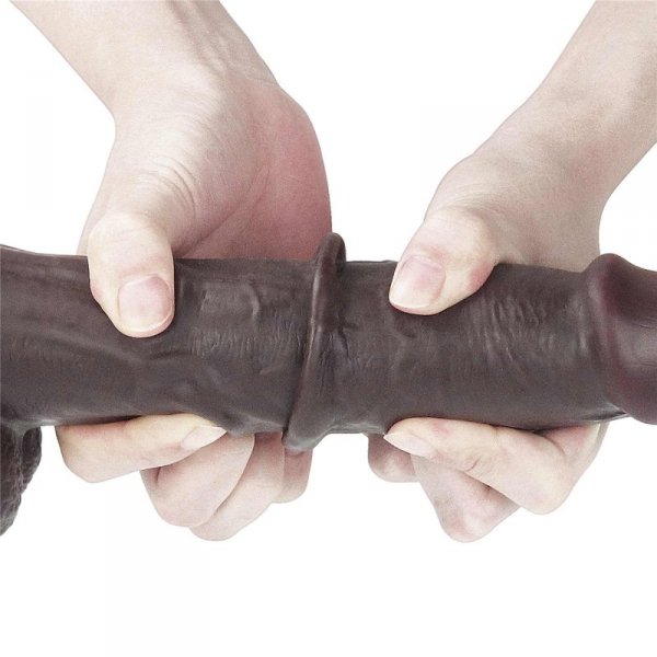 9.0&#039;&#039; Sliding Skin Dual Layer Dong - Black