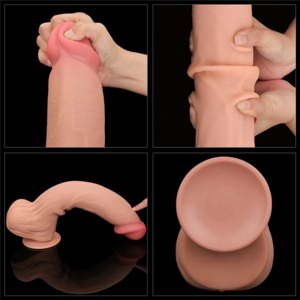 14&#039;&#039; King Sized Sliding Skin Dual Layer Dong