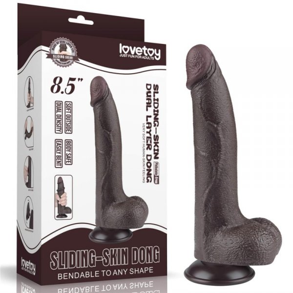 8.5&#039;&#039; Sliding Skin Dual Layer Dong Black