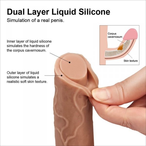 8.5&#039;&#039; Dual layered Platinum Silicone Cock