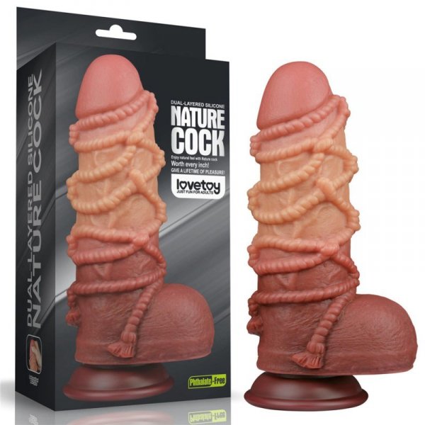 9.5&#039;&#039; Dual layered Platinum Silicone Cock with Rope