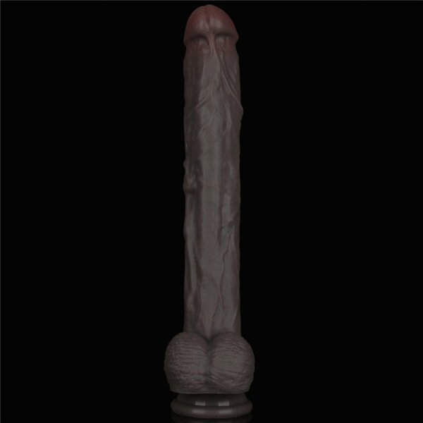 14.5&#039;&#039; Dual Layered Bendable Silicone Cock XXL(Black)
