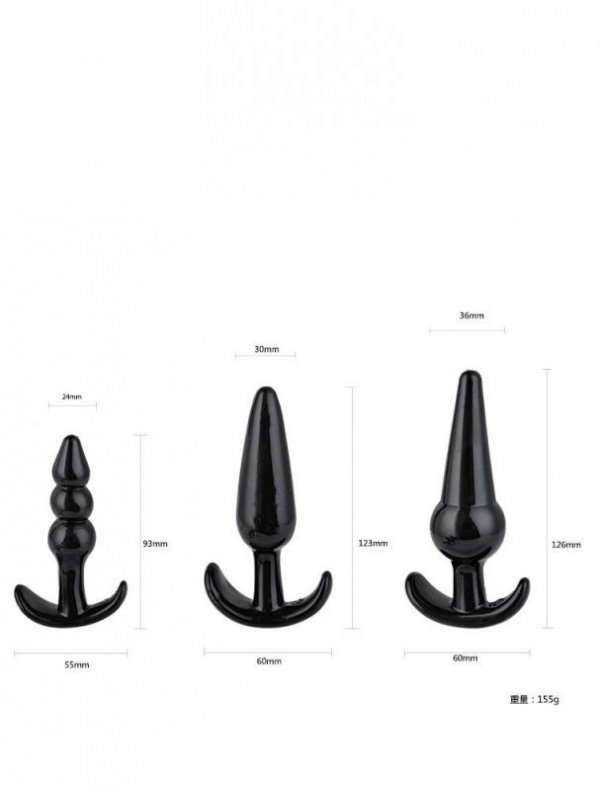 Plug-Triple Anal Plugs Starter Set- 3-Pack Anal Plugs Black