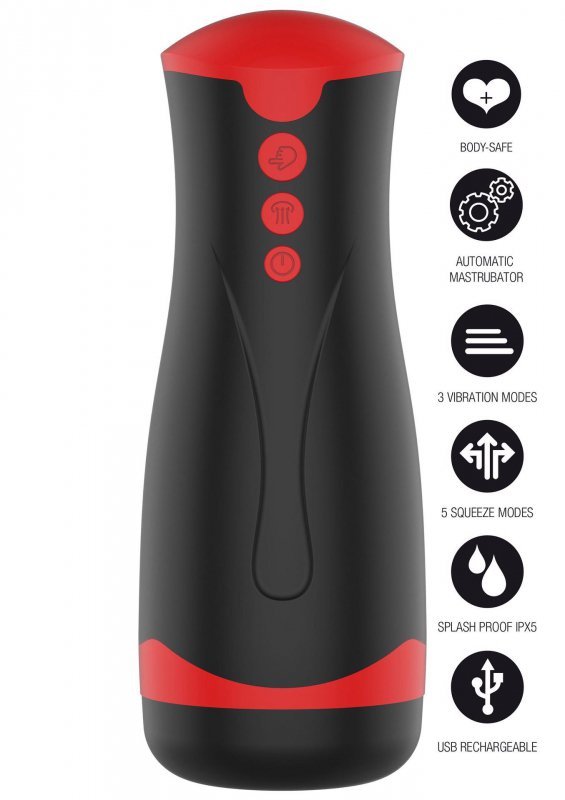 Masturbator Vibrating&Squeeze Black