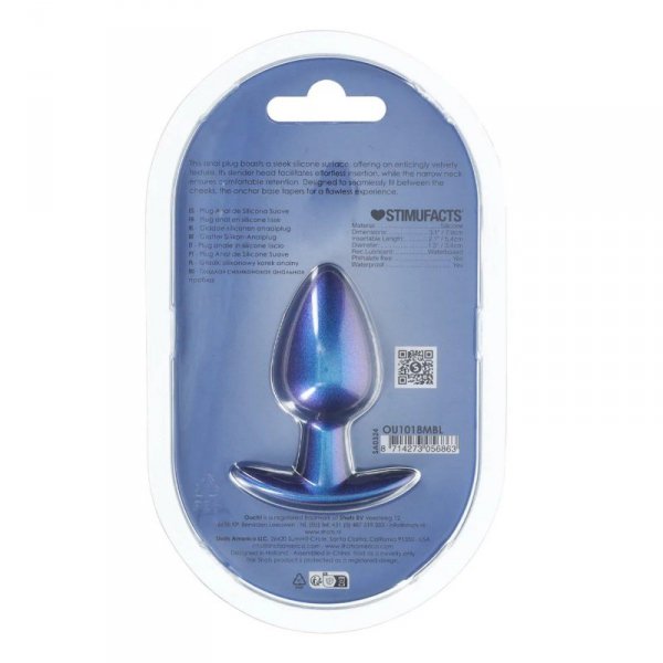 Smooth Silicone Anal Plug - Medium - 3.1 / 7,9 cm - Metallic Blue