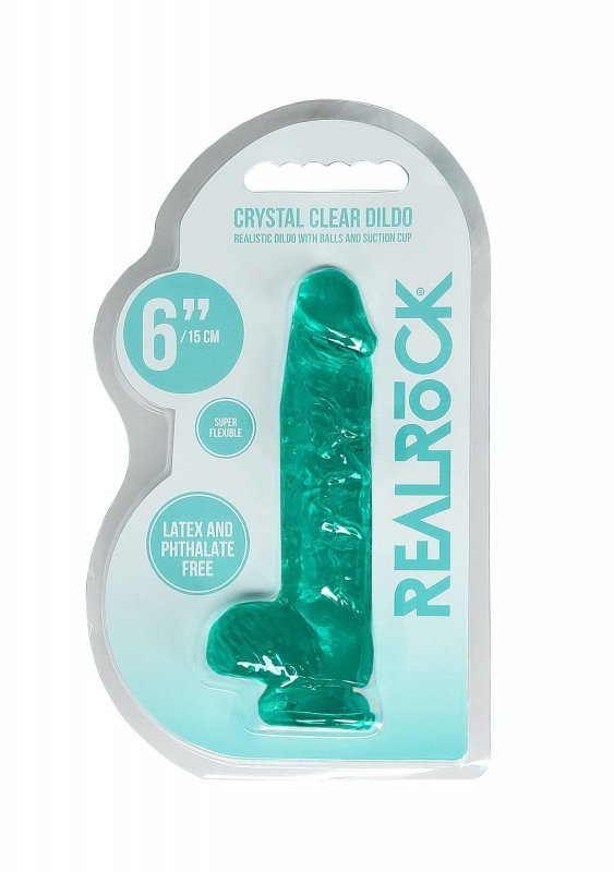 6&quot;&quot;&quot;&quot; / 15 cm Realistic Dildo With Balls - Turquoise