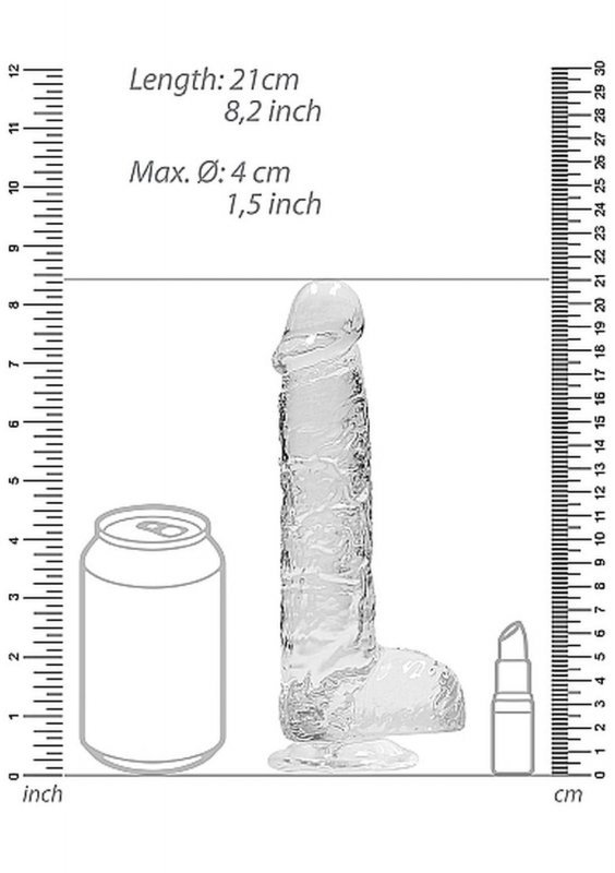 8&quot;&quot; / 20 cm Realistic Dildo With Balls - Transparent