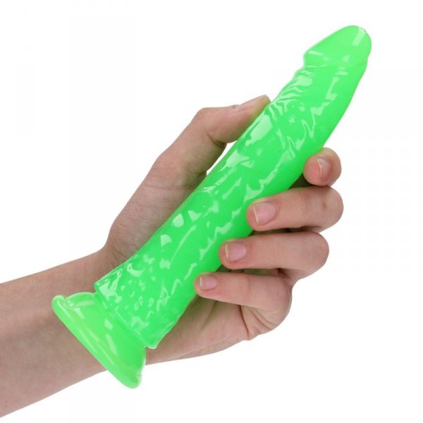 Slim Realistic Dildo with Suction Cup - Glow in the Dark - 7&#039;&#039; / 18 cm