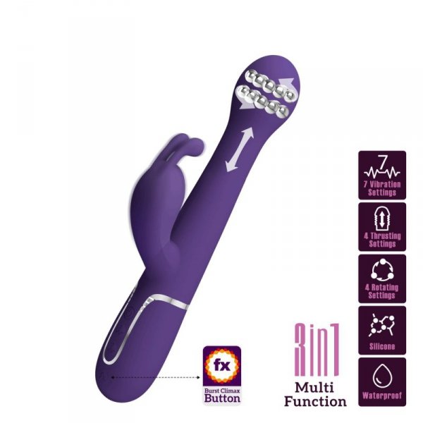 PRETTY LOVE - Dejon dark Purple, 7 vibration functions 4 thrusting settings 4 rotation functions