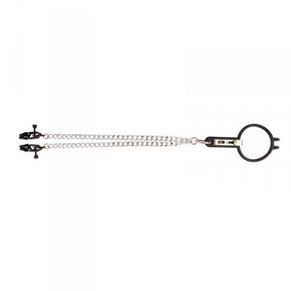 Humiliate Mouth Spreader with Nipple Clamps