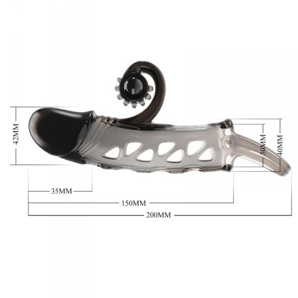ROMANCE - Penis sleeve,  TPE material,vibration, battery LR41*3, Black