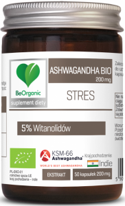 ASHWAGANDHA EKSTRAKT BIO (200 mg) 50 KAPSUŁEK - BE ORGANIC