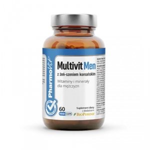 MULTIWITAMINA (MULTIVIT MEN Z ŻEŃ-SZENIEM KOREAŃSKIM) DLA MĘŻCZYZN BEZGLUTENOWA 60 KAPSUŁEK - PHARMOVIT (CLEAN LABEL)