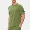 T-shirt Calvin Klein Jeans koszulka męska z okrągłym dekoldem zielona