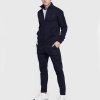Komplet dresowy Emporio Armani EA7 bawełniany męski spodnie bluza ze stójką granatowy