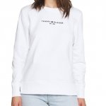 Bluza Tommy Hilfiger damska duże logo biała bawełniana
