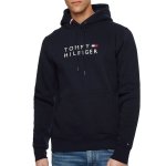 Bluza Tommy Hilfiger męska granatowa z kapturem bawełniana duże logo