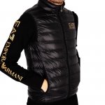 Bezrękawnik Emporio Armani EA7 męski czarny wiosenny złote logo