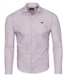 Emporio Armani koszula bordowa Modern Fit męska w paski