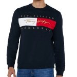 Bluza Tommy Jeans męska granatowa wkładana przez głowę bawełniana duże logo