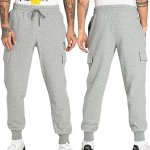 Puma spodnie ocieplane dresowe męskie szare z kieszeniami