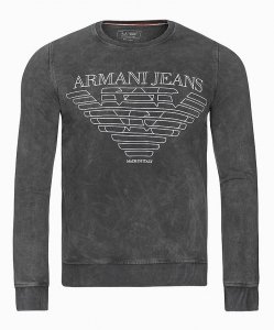 Armani Jeans bluza grafitowa męska duże logo bawełniana