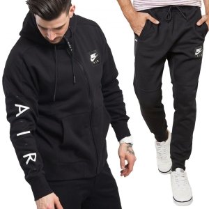  Nike Air komplet dresowy bawełniany męski spodnie bluza z kapturem czarny