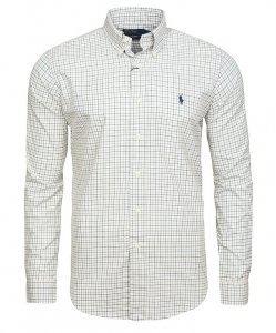 Koszula męska Ralph Lauren w kratkę bawełniana beżowa